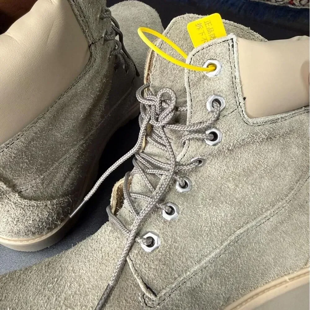 Unbranded Men's Grey and Cream Boots